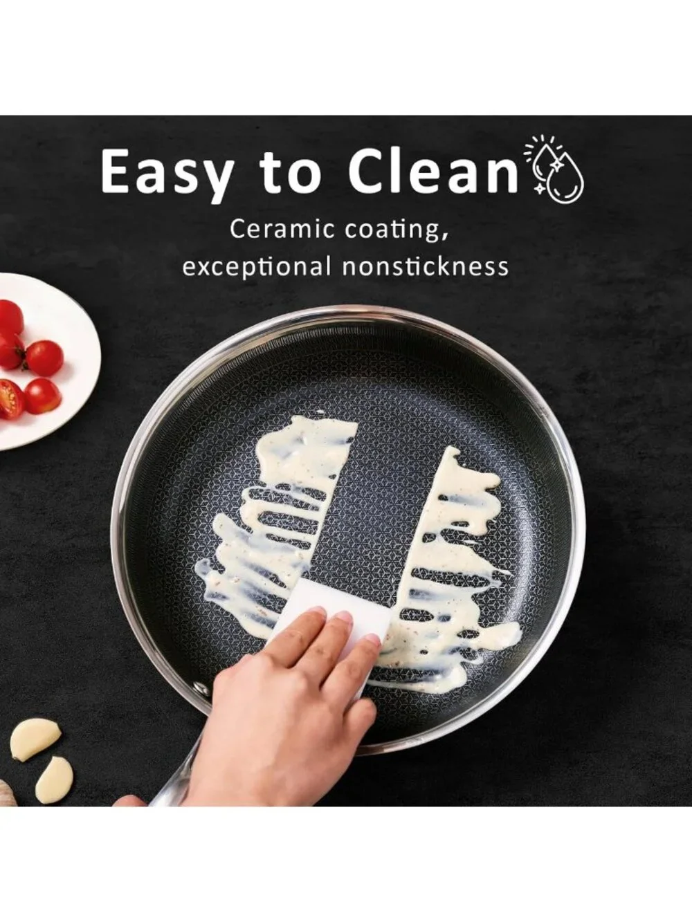 8-Inch Nonstick Hybrid Frying Pan - Induction Safe, Stainless Steel Cookware